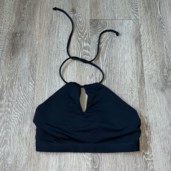 ATHLETA Swim halter bikini black swimming suit top size small - Picture 1 of 6